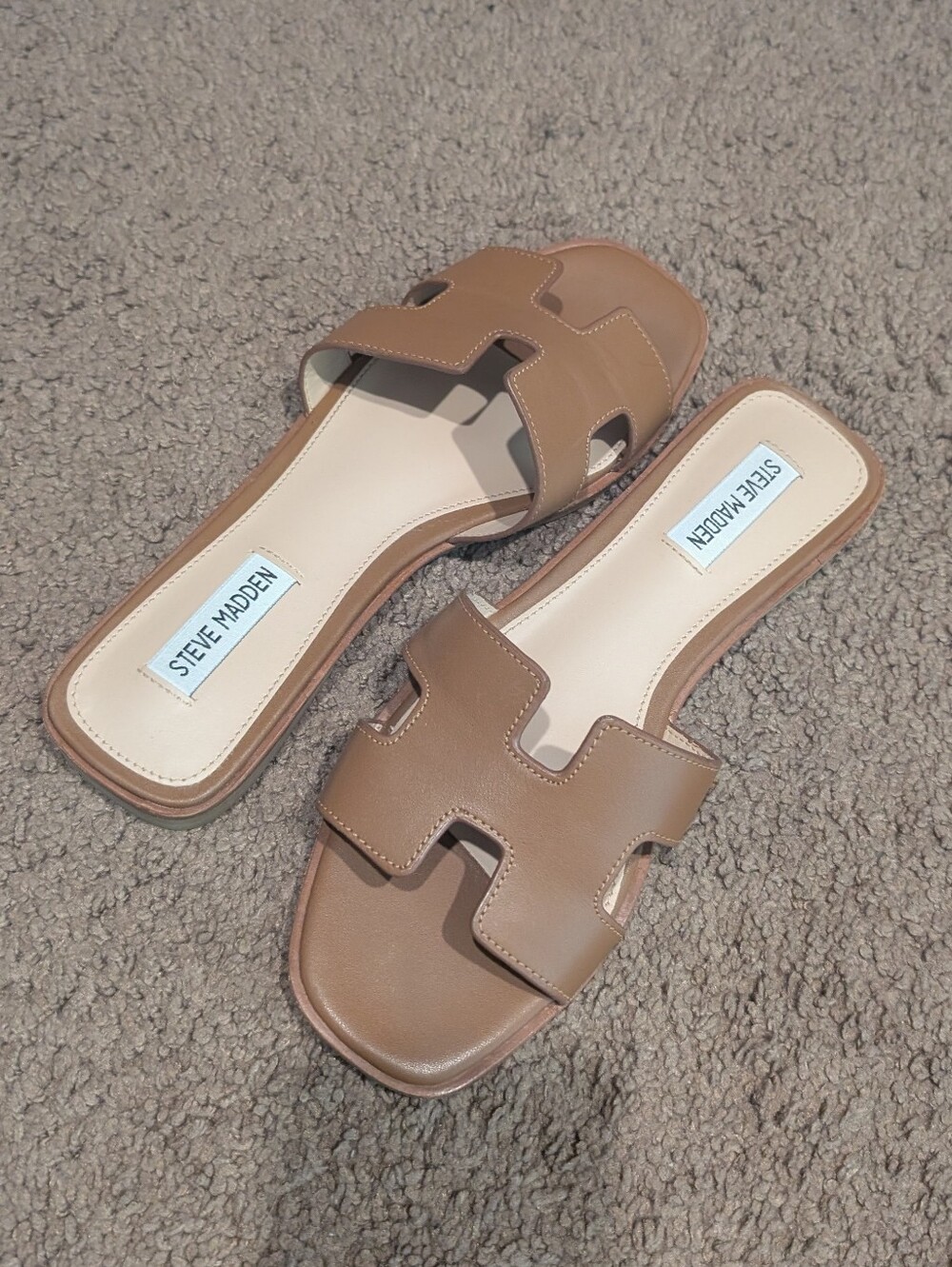 Steve Madden Brown Open-Toe Slide Mules